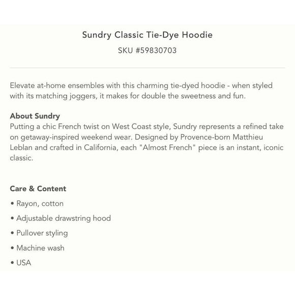 Sundry Classic Tie-Dye Hoodie   - Picture 5 of 13